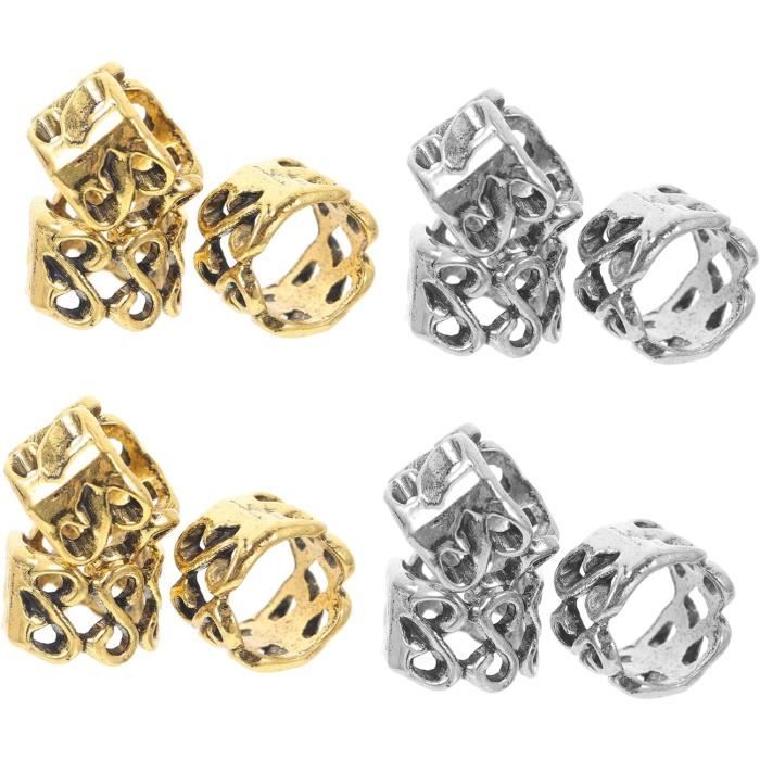 24 Perles De Cheveux En Métal Cuivre Antique - Grand Trou 6 Mm, Pour Tressage, Dreadlocks, DIY Bijoux - 12