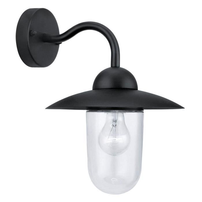 milton applique d exterieur metal verre h31cm noir eglo cdiscount maison