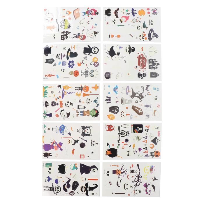 Lot De 12 Tatouages éphémères Halloween - Autocollants Temporaires Pour Enfants Et Adultes - Motifs Citrouille, Fantôme, Sorcière