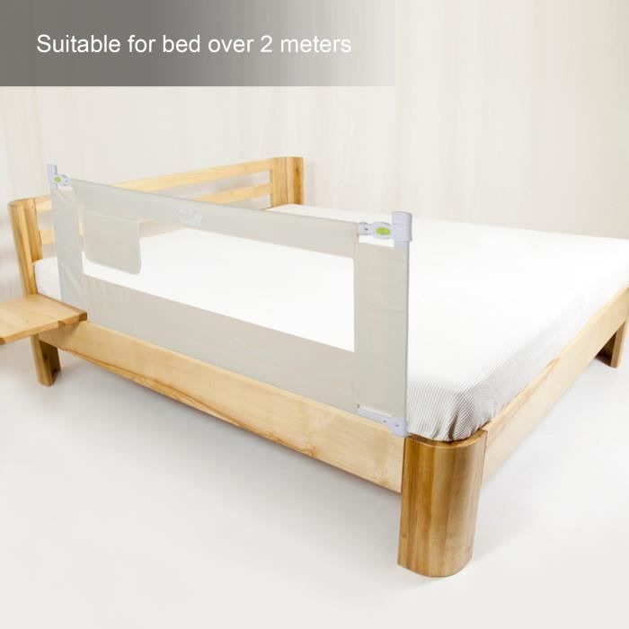 Barrière De Lit Anti-chute Pour Bébé Et Enfant - Hauteur Réglable 74-93 Cm - Maille Respirante - Double Verrouillage De Sécurité
