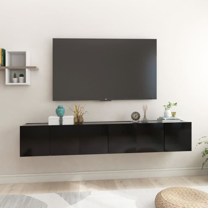famirosa meubles tv suspendus 3 pcs noir 60x30x30 cm-513