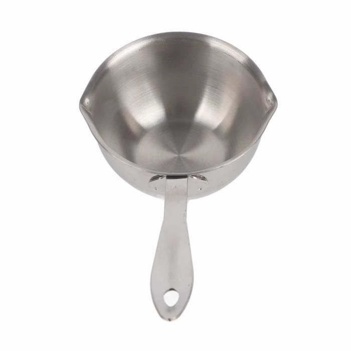Mini Casserole 200 Ml Inox 304 – Pot à Lait / Beurre / Chocolat Avec Double Bec, Poignée Noyer, Graduation Intérieure
