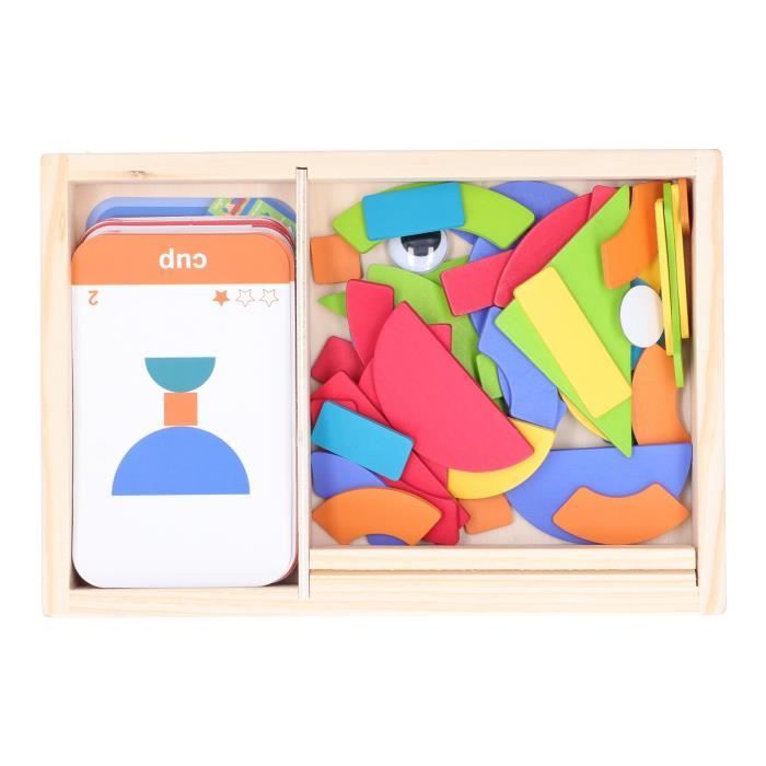 Puzzle Tangram En Bois éducatif – 9 Blocs Colorés, Pour Enfants, Idéal Apprentissage Formes Et Couleurs - 7
