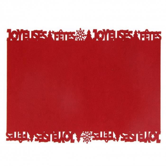 Set de table feutrine Joyeuses Fêtes Rectangulaire- Rouge 40,000000