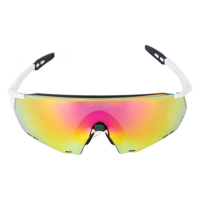 Lunettes de soleil de cyclisme colorées d'Europe et d'Amérique pour femmes, verres monobloc, lunettes de soleil de sport de plein air, tendance pour hommes – acheter aux petits prix dans la boutique