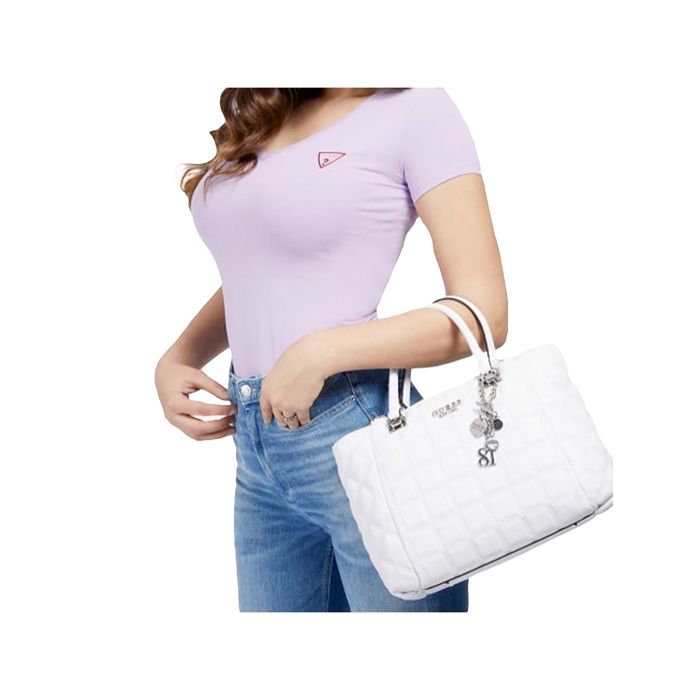 GUESS Kamina Status Satchel White 116798 Blanc Cdiscount Bagagerie Maroquinerie