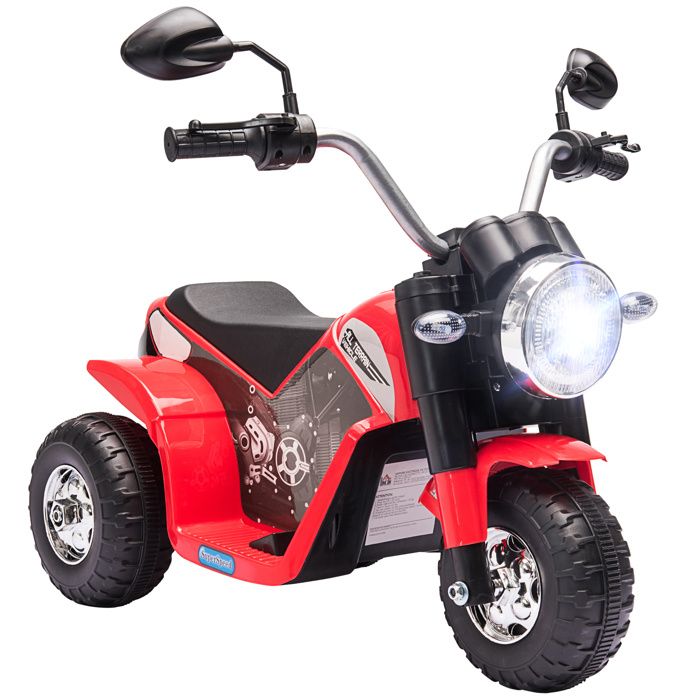 Moto électrique enfant - HOMCOM - chopper tout-terrain 6 V 3 roues effets sonores - PP - rouge noir