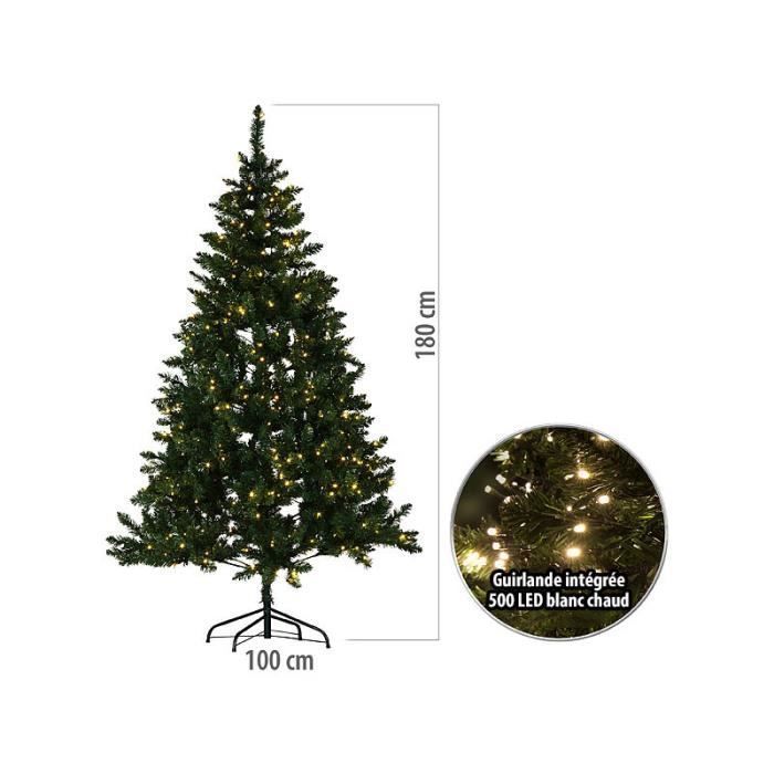 Sapin de Noël lumineux INFACTORY 750 épines en PVC 500 LED 180 cm