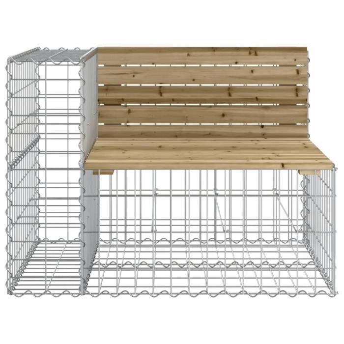 Banc De Jardin Design Gabion En Bois De Pin Imprégné - Dimensions 244x71x65,5 Cm, Stable, Pour Extérieur