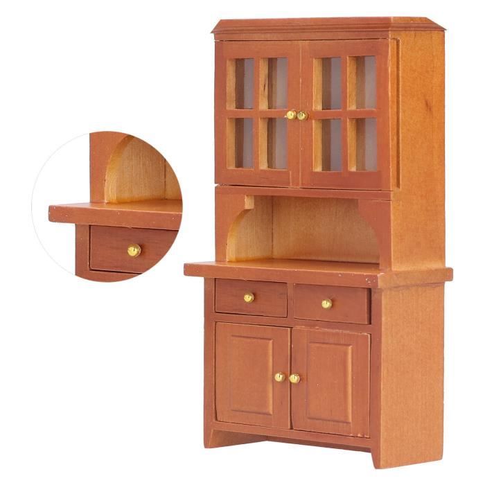 Armoire Miniature 1/12 En Bois – Porte Fonctionnelle Et Tiroir – Cuisine Maison De Poupée – Déco Vintage – 8×4,2×14 Cm