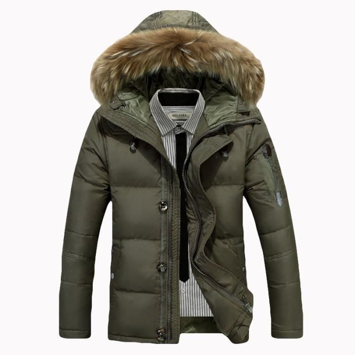 Doudoune Court Homme Casual A Capuche Epais Chaud Parka Hiver Vert Militaire Cdiscount Pret A Porter