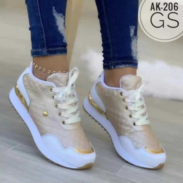 Femme Baskets Compens es Chaussure Tennis Respirantes Sneakers