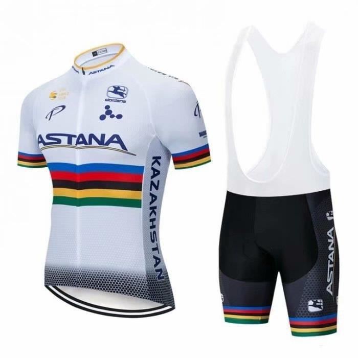 2019 Ete Astana Vetement De Velo Maillot De Cyclisme Manches Courte Homme Cuissard A Bretelle Gel Tenue De Vtt Champion Du Monde Prix Pas Cher Cdiscount