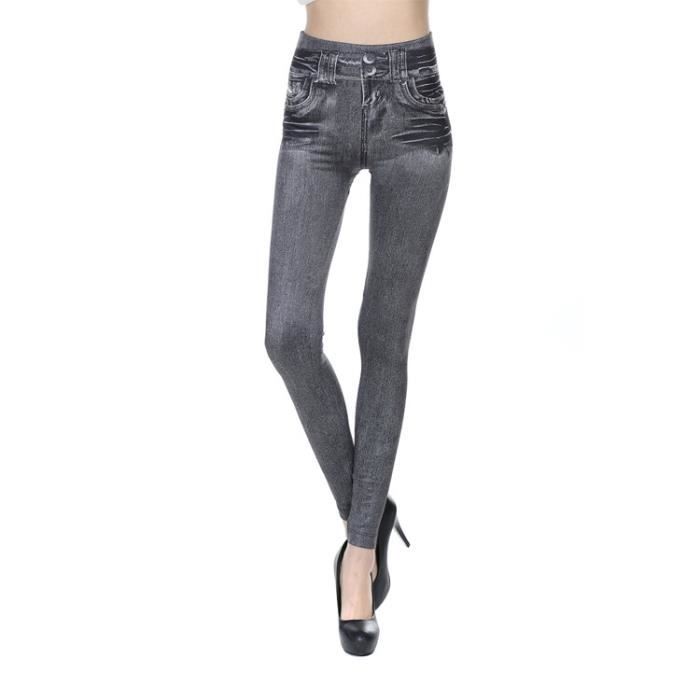 Leggings Jean Femme Slim Extensible Pantalon de Crayon sans