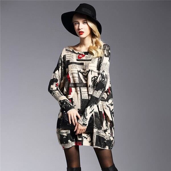 PULL XIKOI robe Pull surdimensionnee pour Femme manches chauve souris Patchwork imprime col Slash automne Type Apricot Blanc Cdiscount Pret a Porter
