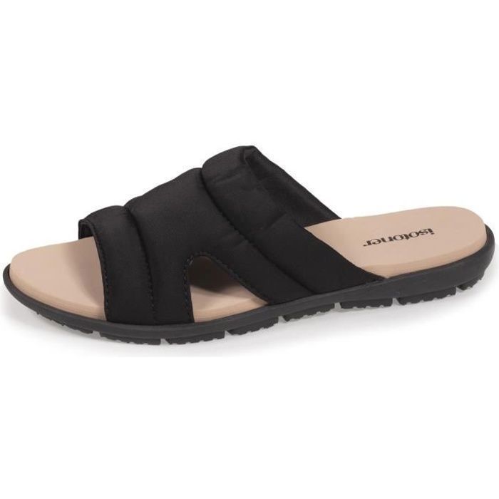 Mules Kiara Shoes Femme Noires - Talon Bloc 9cm, Bandes Croisées - Fabriqué En Italie - MY244 NOIR