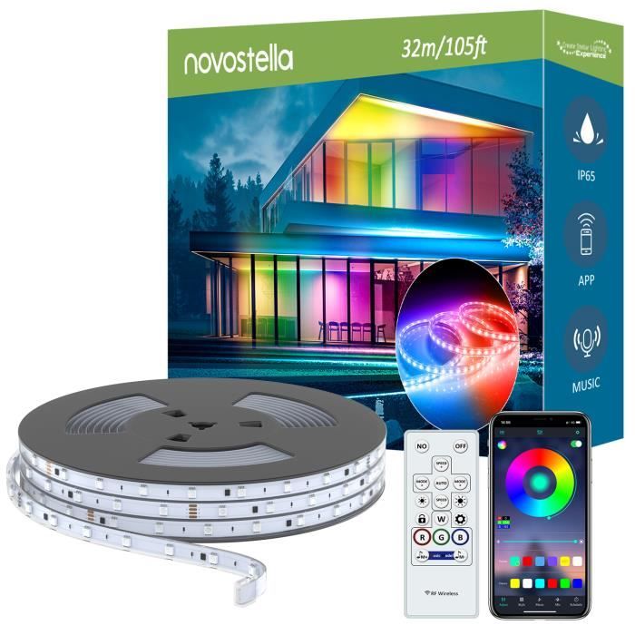 Novostella 16M Ruban LED Extérieur RGBIC, IP65 Étanche, Bande LED Arc