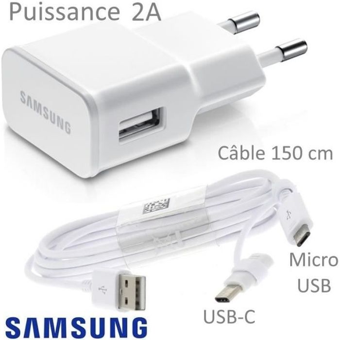 Adaptateur USB Chargeur Secteur Prise Courant Original Samsung 1,55A Blanc  Neuf