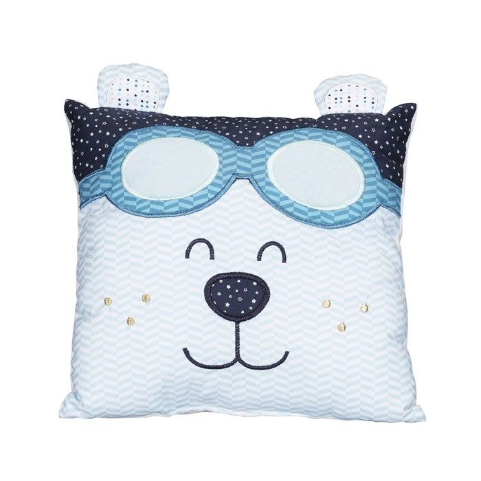 Coussin carre en polyester bleu