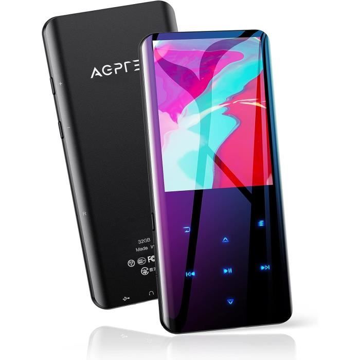 AGPTEK MP3 Bluetooth 32 Go Avec Haut-parleur Intégré - Lecteur Audio Portable Pour Musique, Podcasts, Radio