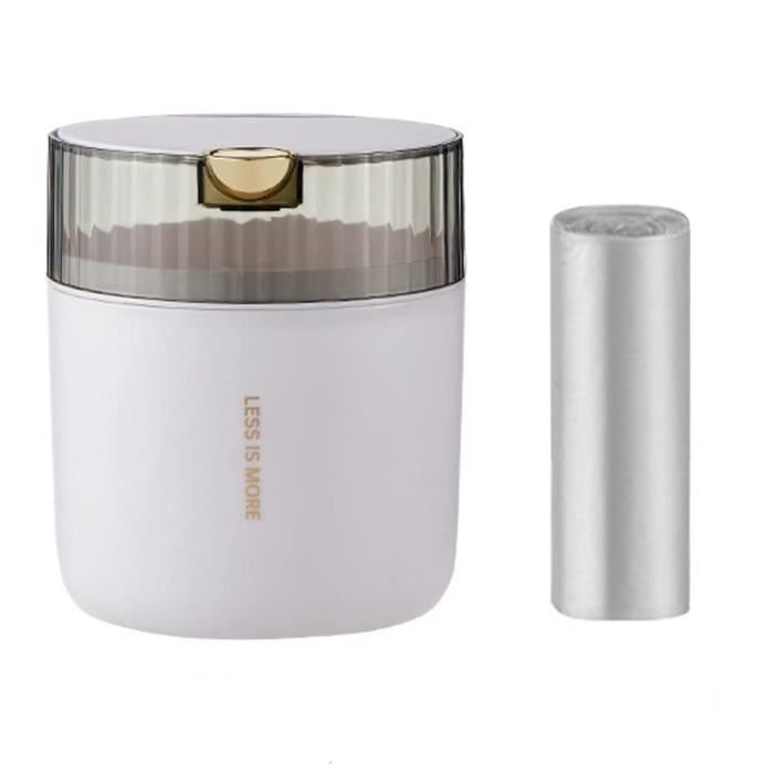 Mini Poubelle De Table Avec Couvercle à Bouton Poussoir - 16,5x13x13 Cm, En Plastique PP - Pour Bureau, Salle De Bain, Cuisine