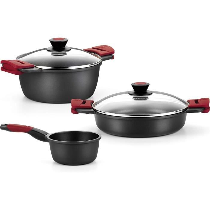 Batterie De Cuisine 5 Pièces Livoo - Casserole, Poêle, Faitout, Couvercles, Inox Induction - 6