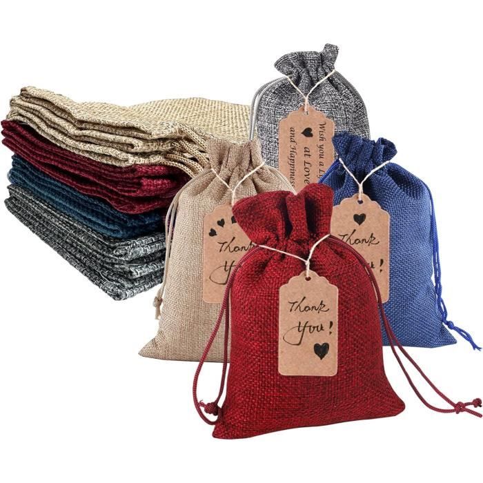 Paquet De 24 Mini Sacs à Cordon En Tissu QFEHTHSK - Sacs Cadeaux Bijoux Multifonctions 10x14cm Multicolores