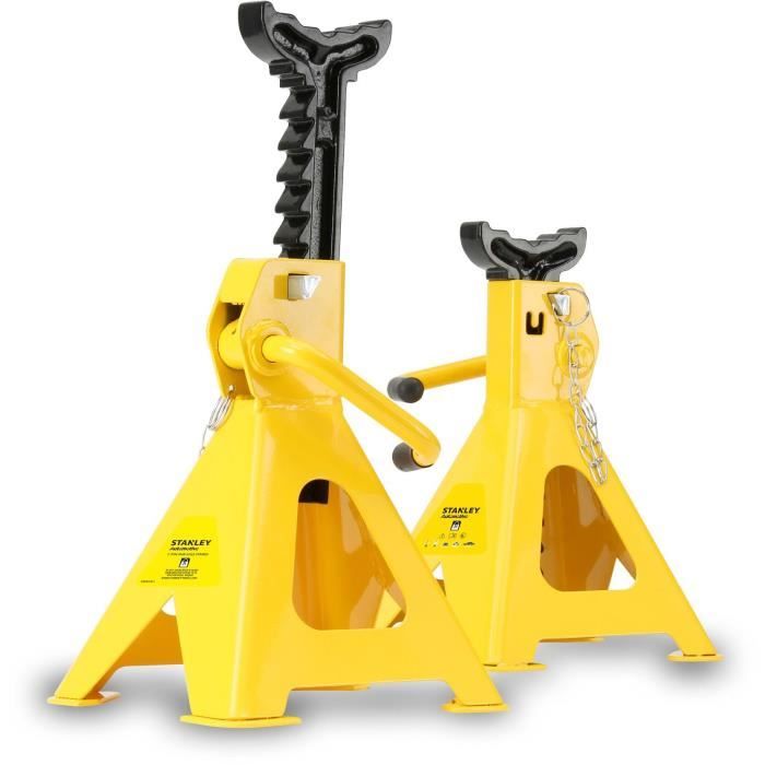 Silverline STANLEY - Paire de Chandelles 2 tonnes - STMT81255-1 - Système de crémaillère pour adapter la hauteur