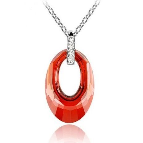 Collier Pendentif Goutte En Cristal Rouge - Monture Plaqué Or Jaune 750 - Neuf Avec étiquettes