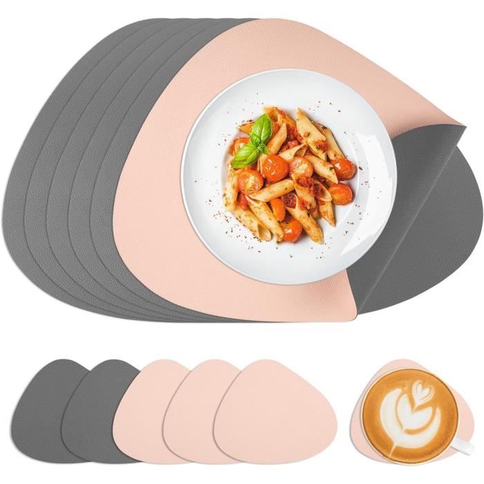 Set De Table Double Face Myir - 4 Napperons Ronds 38cm + Dessous De Verre Lavables
