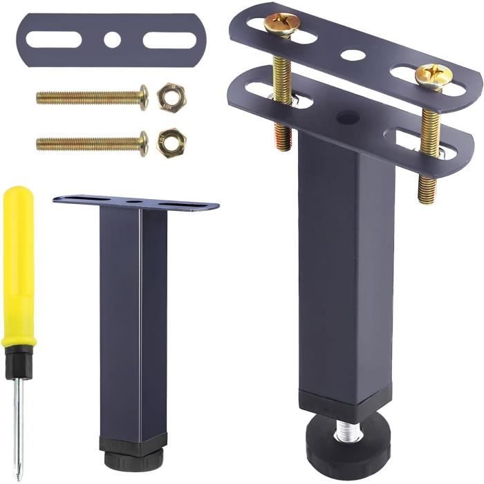 4 Pieds De Lit Réglables Dechoga – Noir – Acier – Hauteur 18 à 33 Cm – Charge 400 Kg