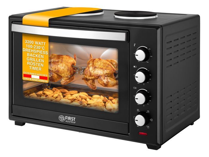 Mini Four Electrique 60L 3400W Four Posable avec plaques de cuisson Four Convection Minuteur 0-60 min - Tzs First Austria