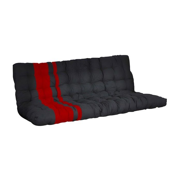 Futon 135 x 190 cm spécial banquette-lit ép.10cm - Noir et Rouge - MODULO