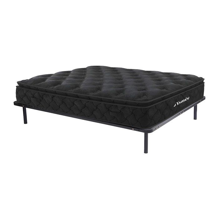 Ensemble 140 x 190 cm cadre à lattes + matelas ressorts ensachés surmatelas intégré ép.28cm - BLACK DREAM de YSMÉE