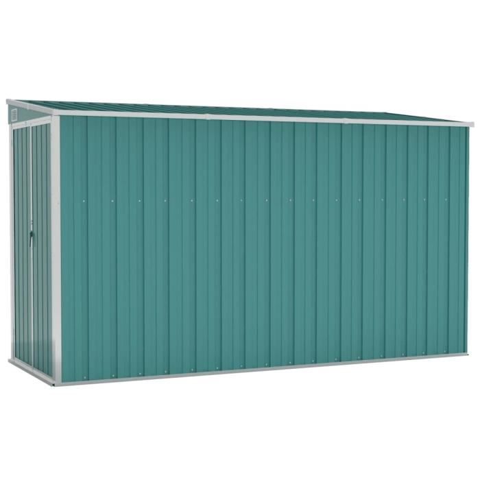 Abri de jardin - VIDAXL - Mural - Acier galvanisé - 118x288x178 cm - Vert