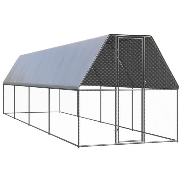 Poulailler d'extérieur 2x8x2 m Acier galvanisé