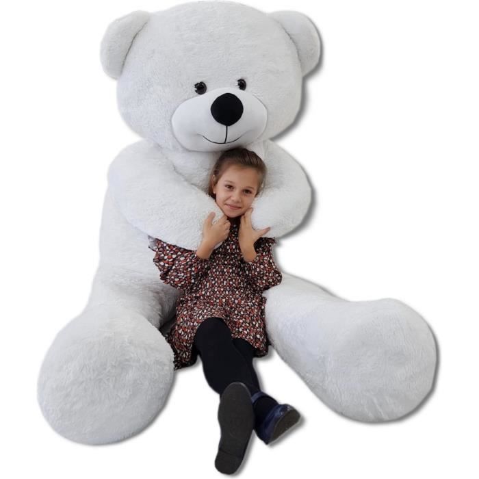 Grand ours en peluche 2 2 m tres blanc 220 cm XXL Cdiscount Jeux
