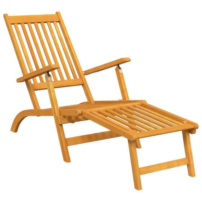 far - bains de soleil - chaise longue d'extérieur avec repose-pieds 2 pcs acacia solide - dx1355