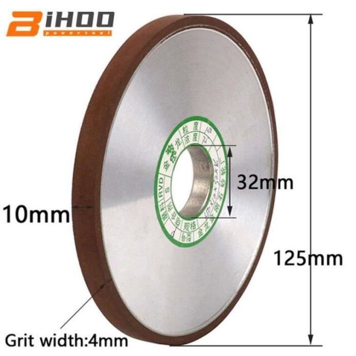 Meule Diamant Résine 125 Mm - Pour Lames Alliage Et Acier Tungstène - 125x10x32x8 Mm