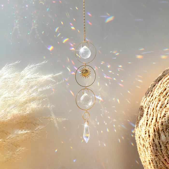 Baguette De Guérison Attrape-soleil – Cristal Et Quartz Rose, Doré, Moderne, Fait Main (USA)
