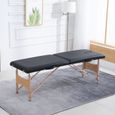 HOMCOM Table de Massage Pliante lit Table de beauté 2 Zones Portable Sac de tranport Inclus Hauteur réglable Bois Massif-1