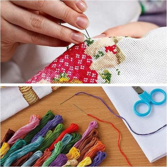 Kit Point De Croix Panda - 40x50cm - Toile Imprimée 11CT - Complet Avec Fils Et Aiguilles - Débutant