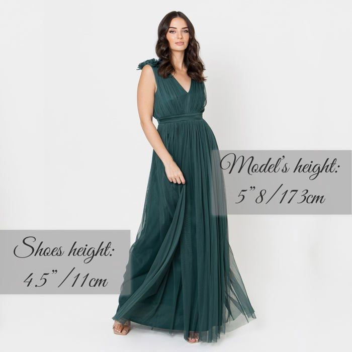 Maya deluxe EGM01 ST Maxi Dress with Ruffle Shoulder Detail Robe de Demoiselle d honneur Femme Vert emeraude Cdiscount Pret a Porter