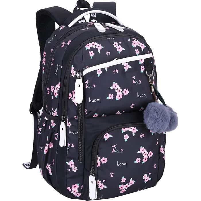 Sac a Dos Femme College Scolaire Sac Toile Sac a Dos Sac Ecole Ado Fille Cartable College Sac d ecole pour Enfant Noir Noir Cdiscount Bagagerie Maroquinerie