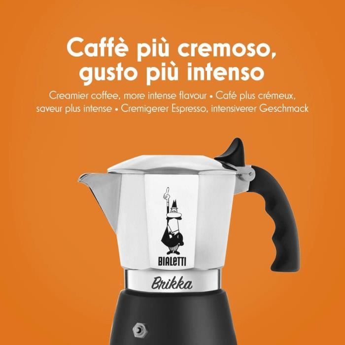 Bialetti Cafetiere New Brikka 2 tasses (120ml), Espresso cremeux comme au  Bar, Ne convient pas aux plaques a induction, Tasse - Cdiscount Maison