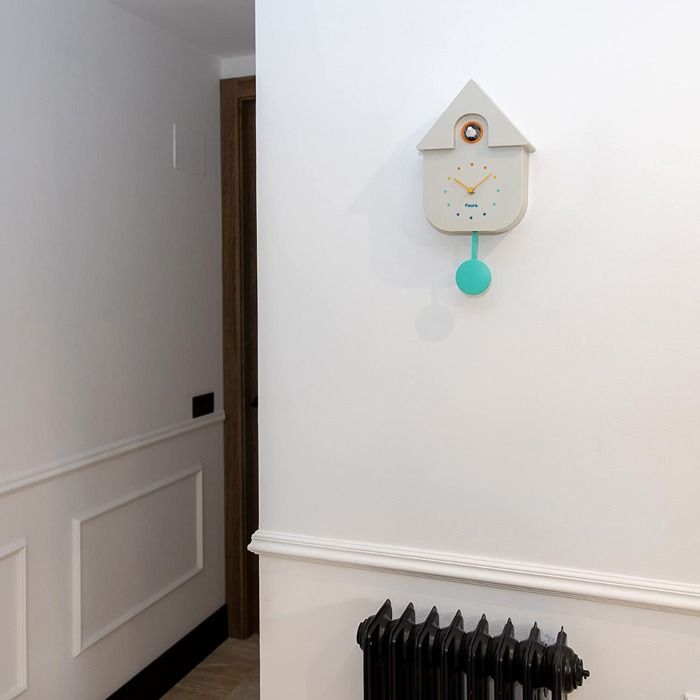 Horloge à Coucou Moderne Avec Pendule - Fonction Nuit Silencieuse | Design Blanc Nid D'Oiseau | Accrocher Ou Poser