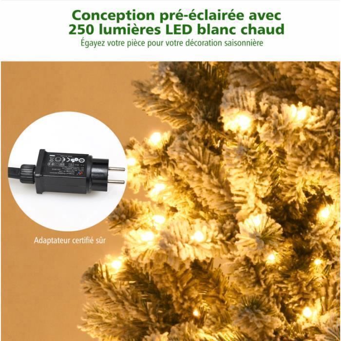 Sapin De Noël Artificiel Lumineux 360cm GYMAX - 800 LED Blanches Chaudes, 2517 Branches, Pour Intérieur/extérieur - 7