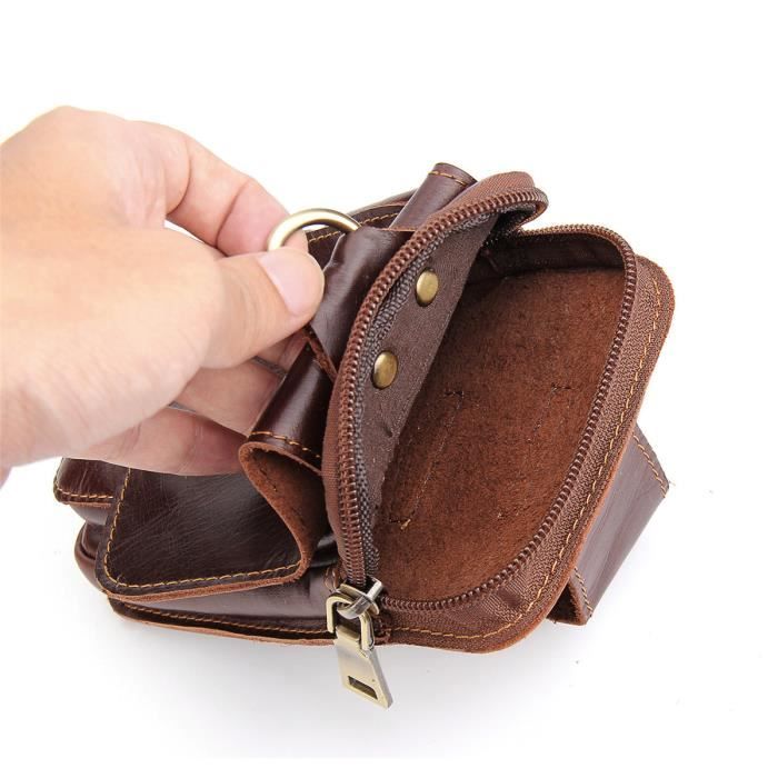 Luxe R tro Cuir Sacoche Ceinture tui de Ceinture Housse Pochette