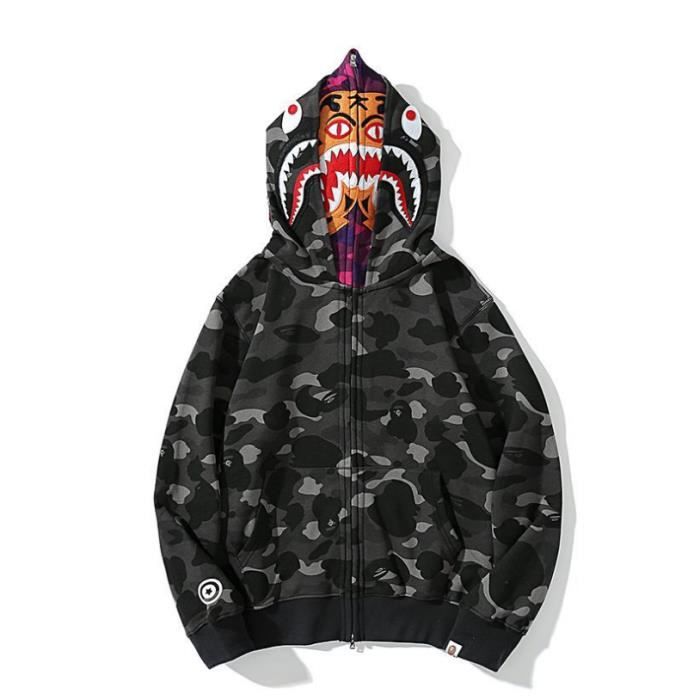 Veste sale requin capuche