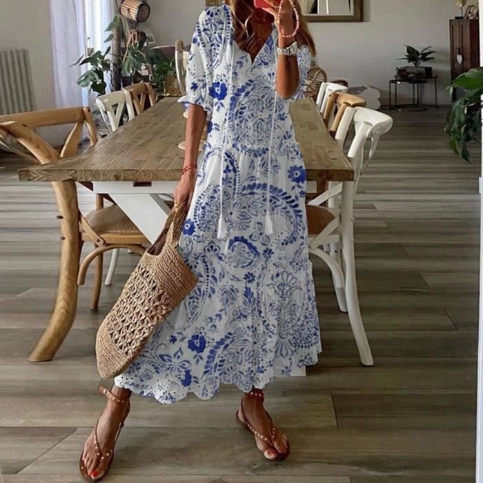 Robe longue brodée outlet